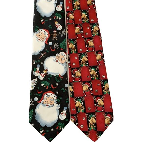 HALLMARK CHRISTMAS Neck Ties Santa Reindeer Festive Happy Holidays and Parties - Picture 1 of 10
